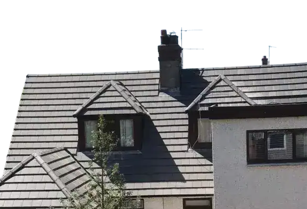 Roofer working on a residential roof during repair